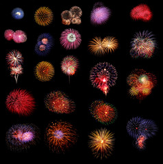 Firework Group on black background