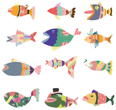 cartoon pattern fish icon