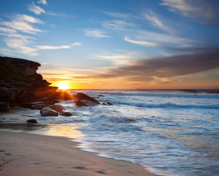 australian beach at sunrise