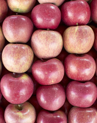 red apples closeup at the local market