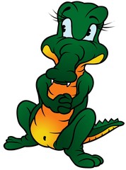 Standing Crocodile - colored cartoon illustration