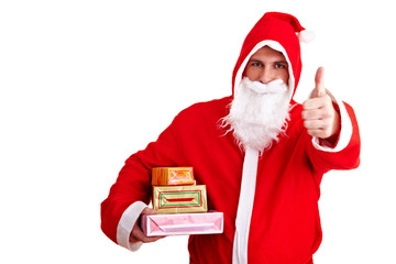 Weihnachtsmann hält Daumen hoch