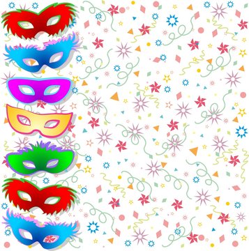Maschere Multicolori Fondo-Multicolored Masks Background-Vector