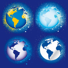 Collection of earth globes icons, illustration. Vector format