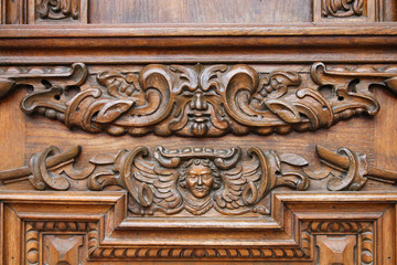 Wooden door in Torun, Poland