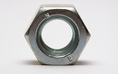 Iron nut isolated on white