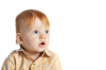 little funny boy portrait isolated on white