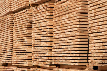 Pile of wooden planks (boards)