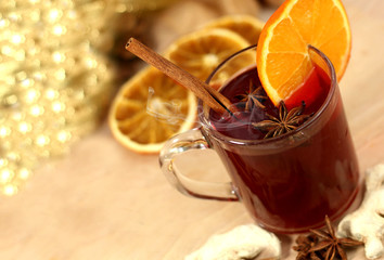 Winter drink with oranges and cloves