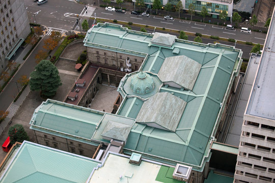 Bank of Japan from above in Tokyo - Yen - Yensymbol