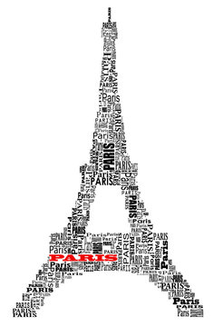 abstract tour eiffel with words Paris