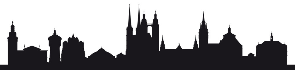 Fototapeta premium Halle an der Saale in Konturen (Silhouette)