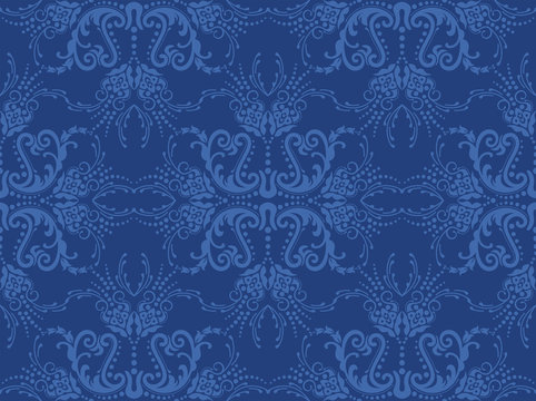 Seamless Blue Floral Wallpaper