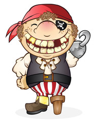 Happy Pirate with a Hook Hand