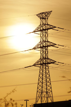 electric tower at sunset