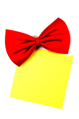 Red bowtie with blank paper note