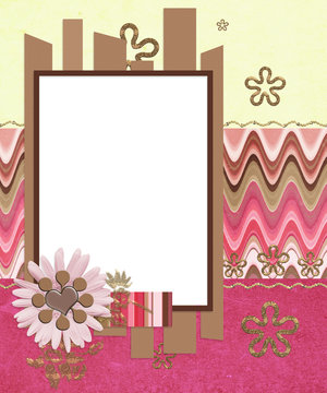modern scrapbook layout with photo frame and flowers