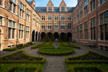 Manicured European Garden Courtyard Antwerp Horizontal