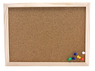 A wooden pin board & pins with copy space