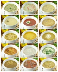 Collection of delicious and healthy soups