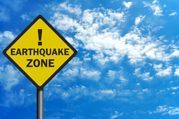 Photo realistic 'earthquake zone' sign, with space for text over