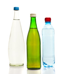 Bottles of water isolated on the white