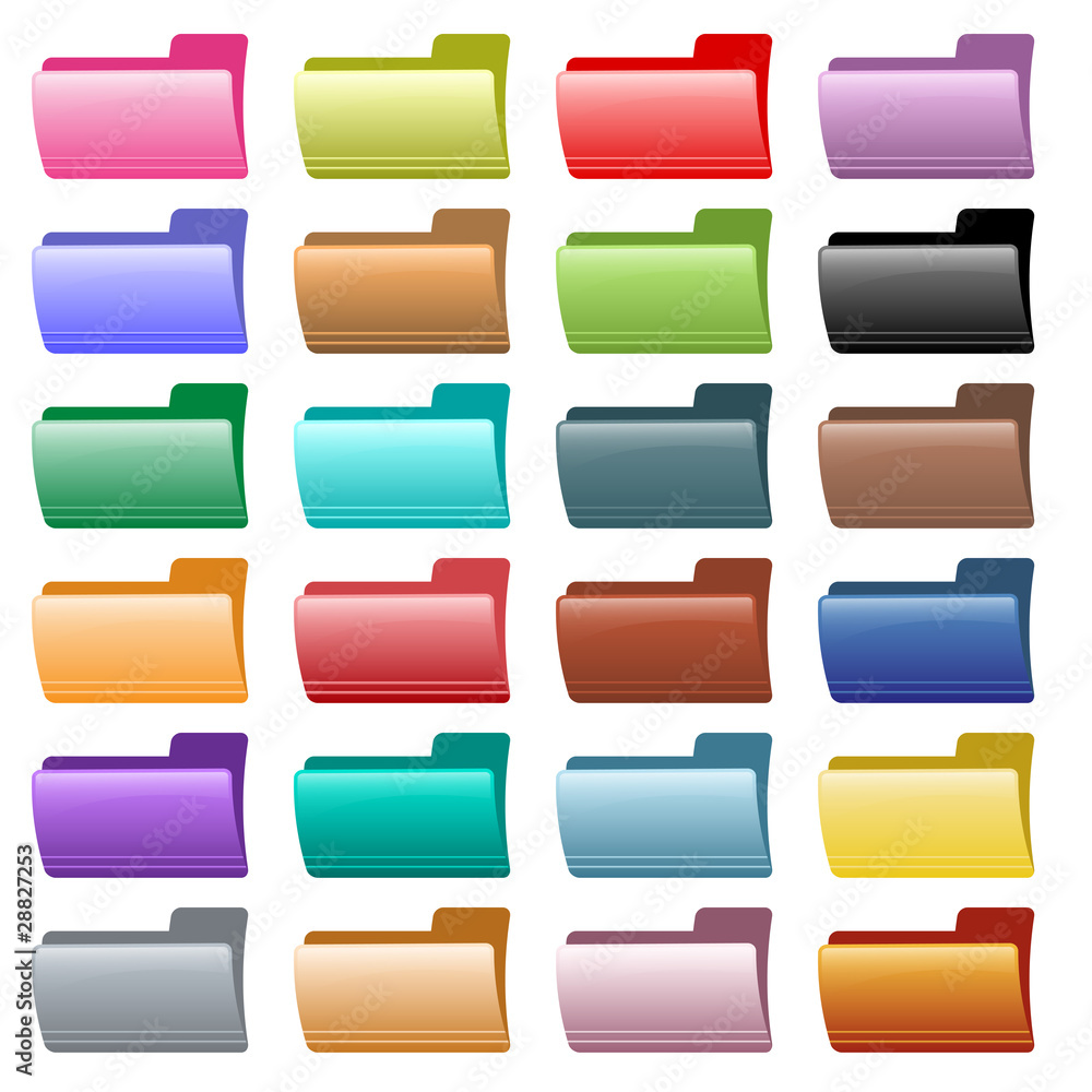 Fototapete web folder icons assorted colors