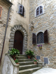 stairs and doors to the old house in Tuscany