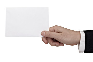 hand holding blank message note