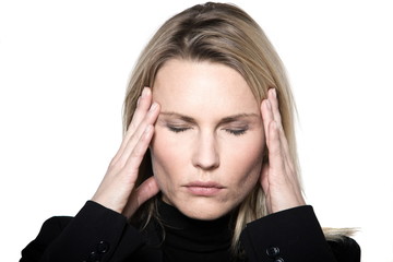 woman headache hangover migraine portrait studio