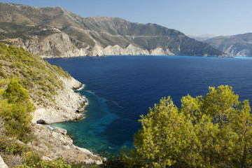 Fototapeta na wymiar Coastal landscape in Kefalonia in Greece
