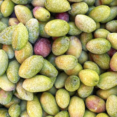 raw green olives closeup