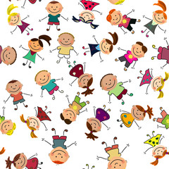 vector seamless background with kids