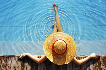 Woman at poolside