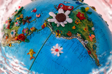 Fototapeta premium Flowered South America Globe