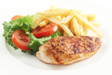 Chicken Breast with Salad and Chips