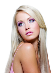 Naklejka premium Beautiful face of blond woman