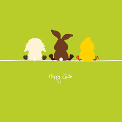 Fototapeta na wymiar Easter Bunny, Lamb & Chick