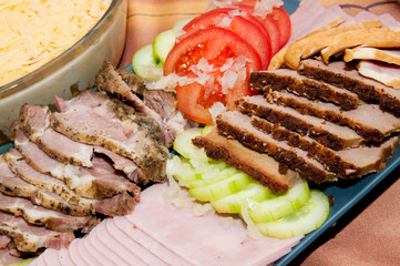 cold meat with tomatoes