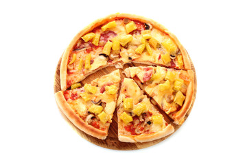 Tasty Italian pizza over white