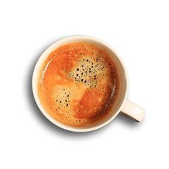 Coffee Top View Isolate Over White