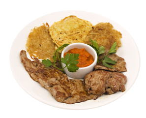 Meat with a mushrooms