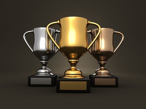 Awards - Gold, Silver And Bronze Trophies