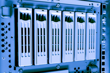 cluster of hard drives