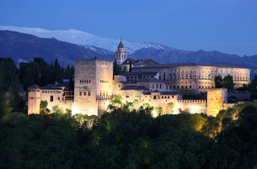 Obraz premium View of Alhambra at twilight, Granada, Spain.