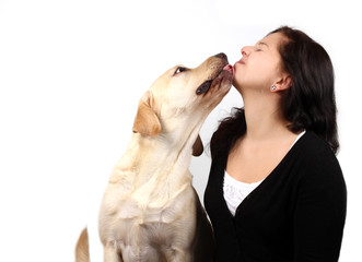 frau mit hund