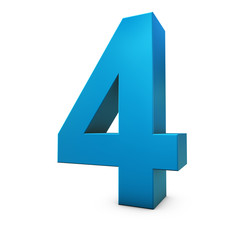 Chiffre 4 3d bleu
