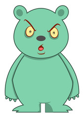 Fuss Bear Cartoon Character Illustration Isolated White