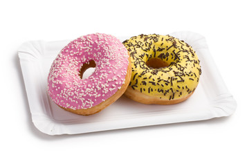 sweet doughnuts on paper plate