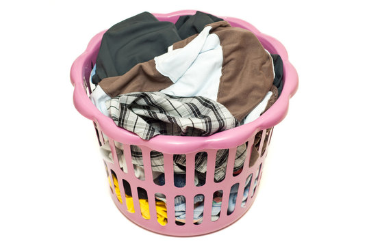 Basket with laundry isolated
